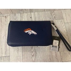 NFL Denver Broncos Women's Zip Organizer Pebble Strap Wallet Navy Blue Brand New